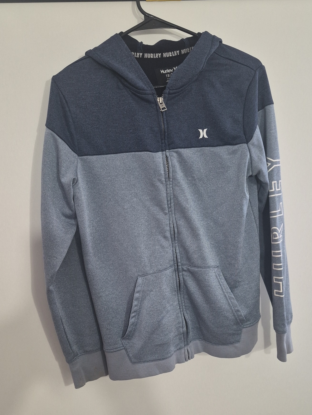 Hurley Boys' Two-Tone Blue Zip Hoodie